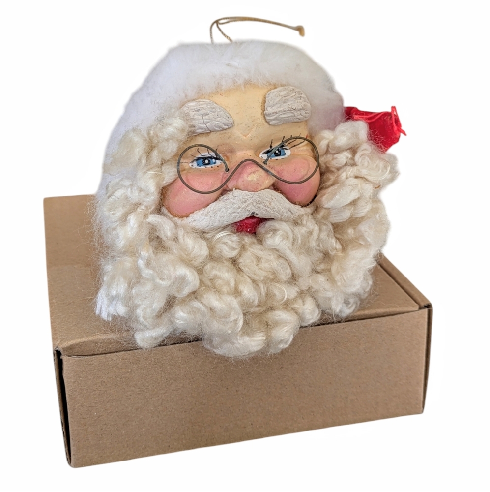 Vintage Kurt Adler Ceramic Santa Claus Head Ornament Santa's World Christmas 4"